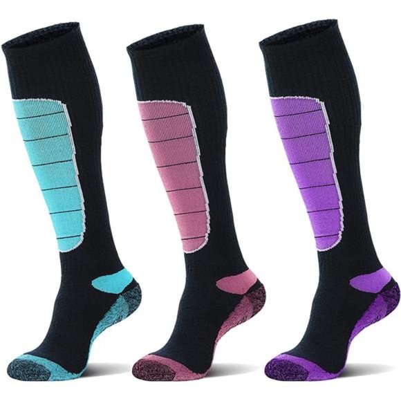 3 Pairs Men's Merino Wool Ski Socks Thermal Knee-high Socks - Picture 1 of 5